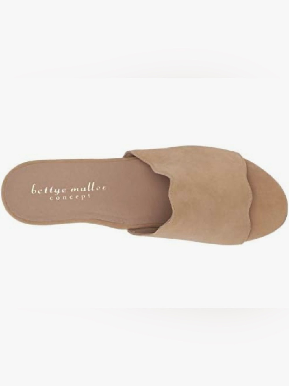 Bettye Muller Concept Seema Tan Suede Low Wedge Slide Sandals 7.5 NWOB - Picture 9 of 16